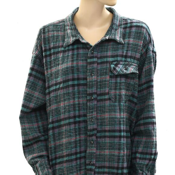 BDG Urban Outfitters Dani Flannel Shirt Tunic Top Oversized Butondown M 280902 - Picture 7 of 9